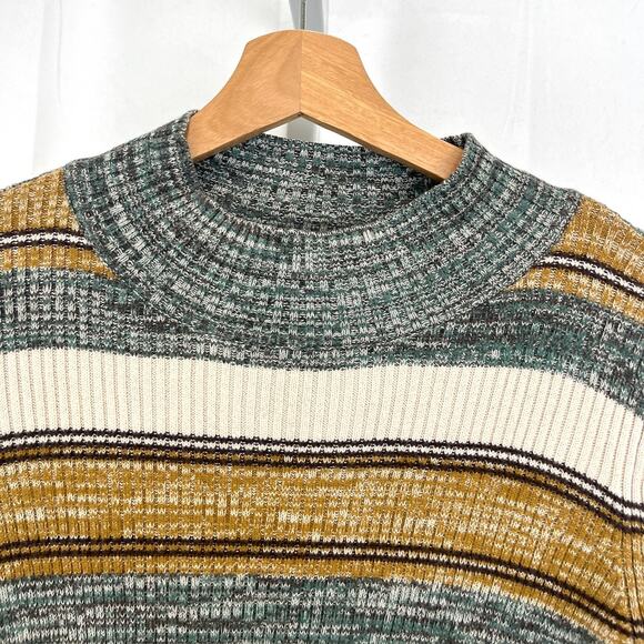 PRANA Acadia Sweater Striped Pullover Mock Organic Cotton Gray Yellow Size S - Picture 5 of 10